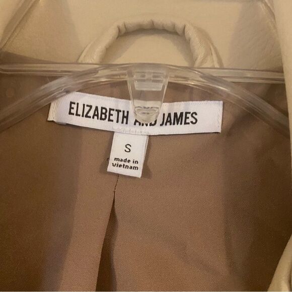 EUC Faux Leather Elizabeth & James Tan Motorcycle Jacket Sz Sm Front Silver Zip - Picture 4 of 6